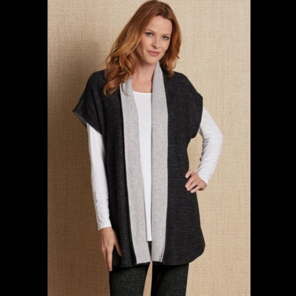 Soft Surroundings Cozy Cabin Soft Fleece Reversible Vest Topper Size S | M